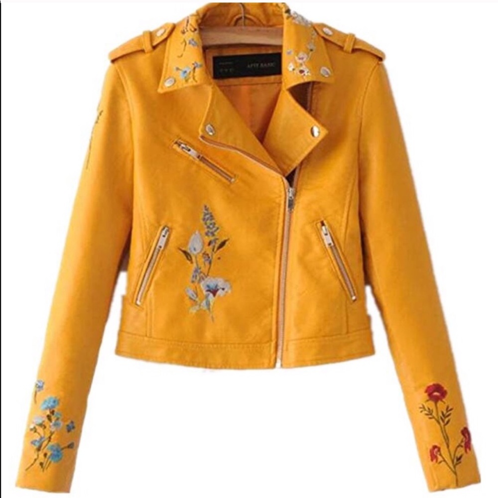 Moto Jacket with flowers